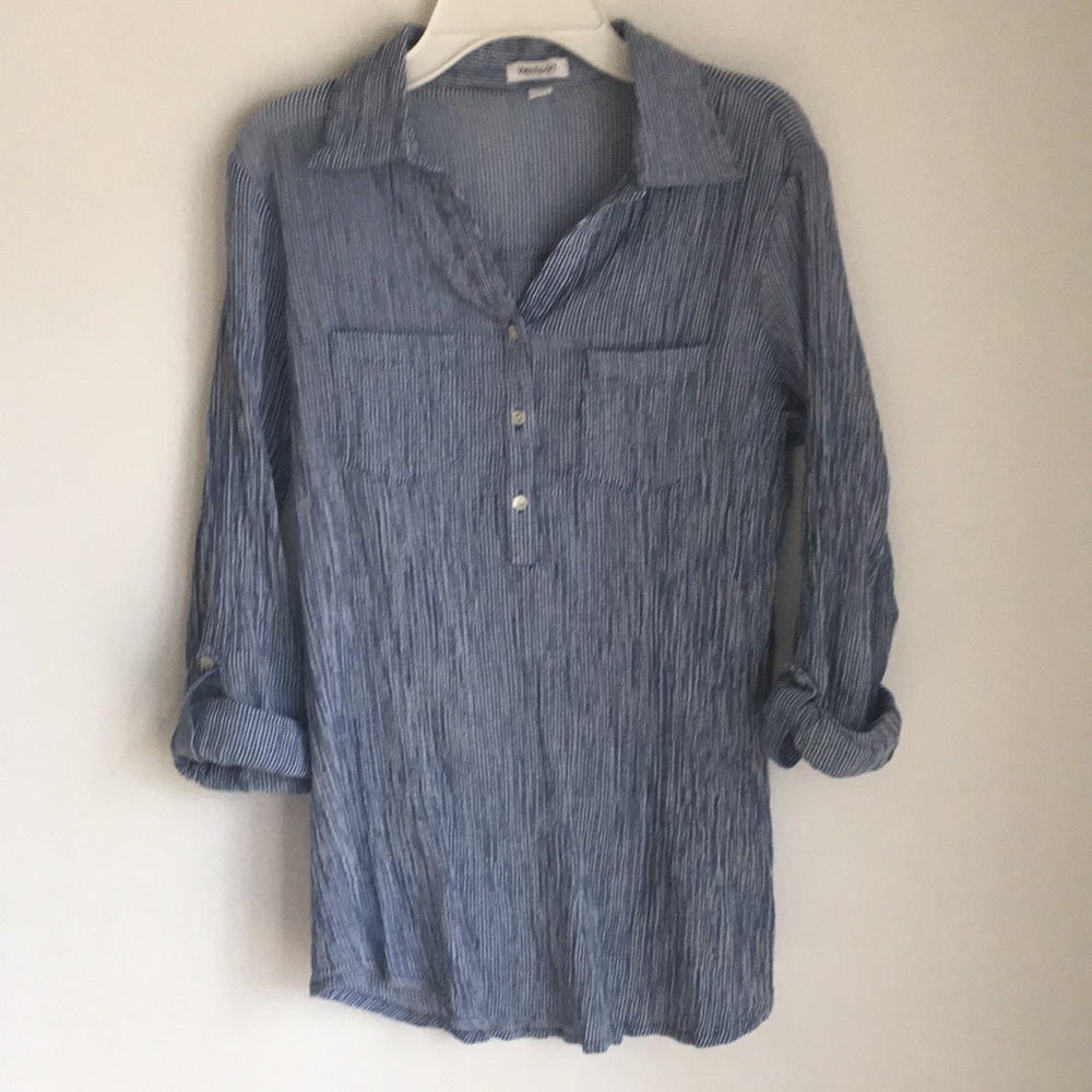 Women's Westport Roll Up Sleeve Henley Top - Blue